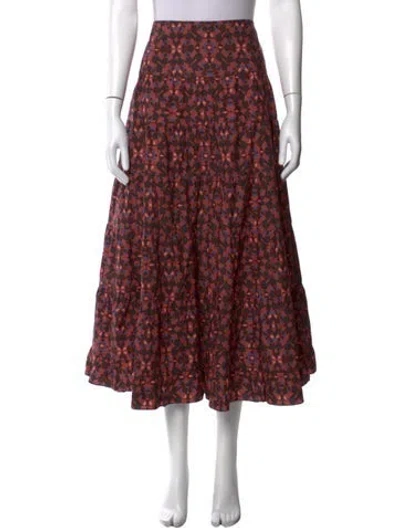 Pre-owned Cefinn Patterned Long Skirt In Red