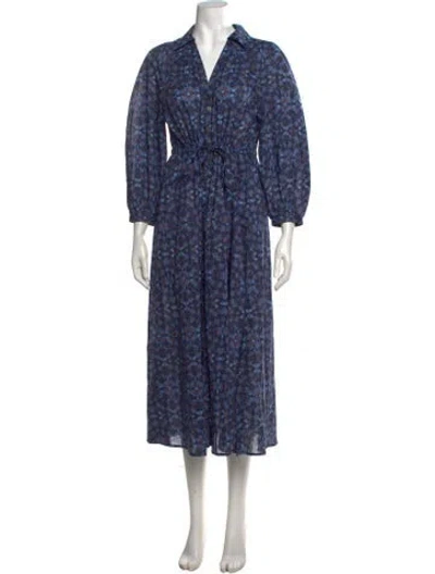 Pre-owned Cefinn Patterned Midi Length Dress In Blue