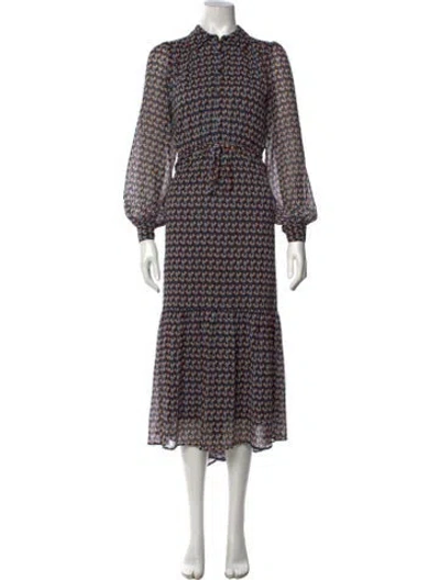 Pre-owned Cefinn Patterned Midi Length Dress In Blue