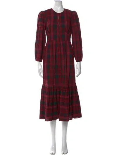 Pre-owned Cefinn Plaid Print Midi Length Dress In Multi