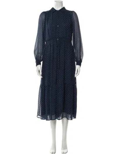 Pre-owned Cefinn Polka Dot Print Long Dress In Blue