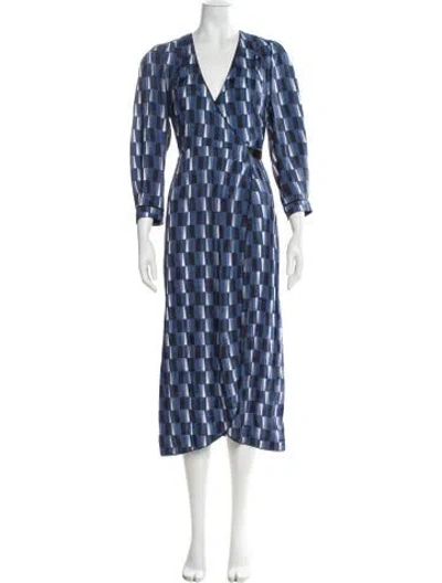 Pre-owned Cefinn Printed Long Dress In Blue