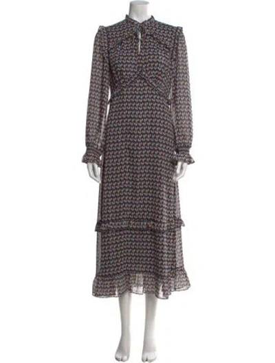 Pre-owned Cefinn Printed Long Dress In Blue