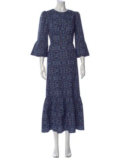 Pre-owned Cefinn Printed Long Dress In Blue