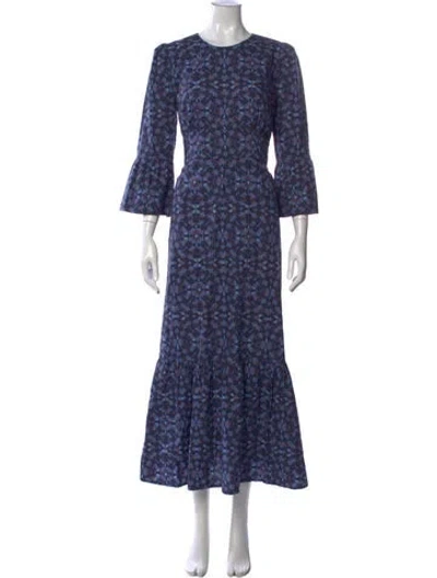 Pre-owned Cefinn Printed Long Dress In Blue