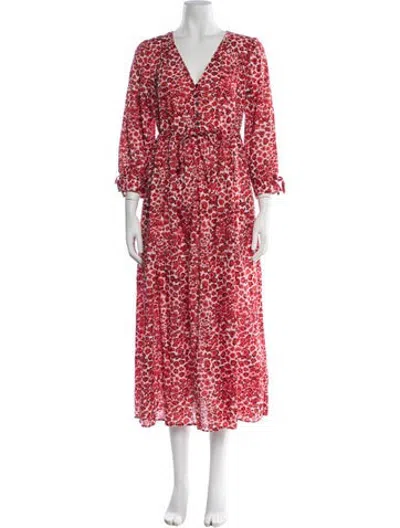 Pre-owned Cefinn Printed Long Dress In Red