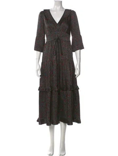 Pre-owned Cefinn Printed Long Dress W/ Tags In Green