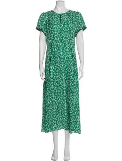 Pre-owned Cefinn Printed Long Dress W/ Tags In Green