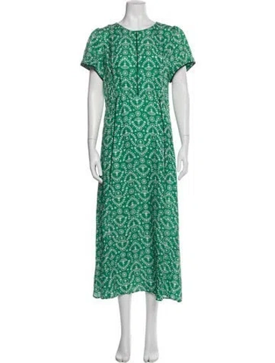 Pre-owned Cefinn Printed Long Dress W/ Tags In Green