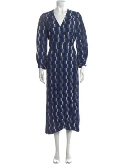 Pre-owned Cefinn Printed Midi Length Dress In Blue