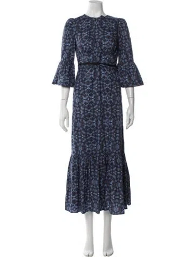 Pre-owned Cefinn Printed Midi Length Dress In Blue