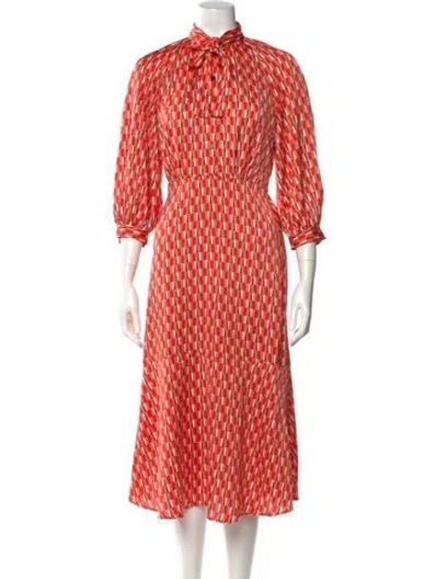 Pre-owned Cefinn Printed Midi Length Dress In Orange