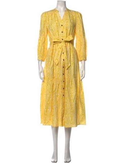 Pre-owned Cefinn Printed Midi Length Dress In Yellow