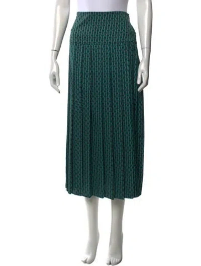 Pre-owned Cefinn Printed Midi Length Skirt In Green
