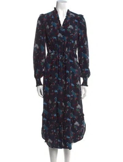 Pre-owned Cefinn Silk Long Dress In Blue