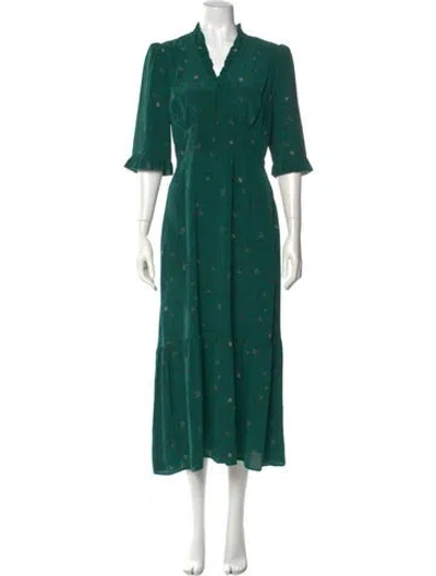 Pre-owned Cefinn Silk Long Dress In Green