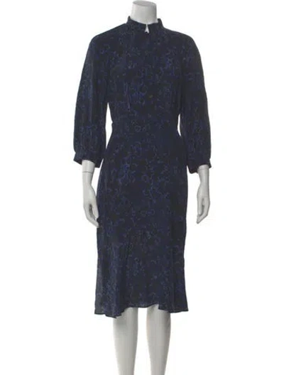 Pre-owned Cefinn Silk Midi Length Dress In Blue