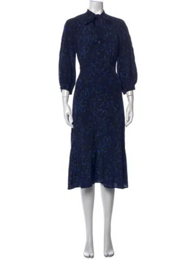 Pre-owned Cefinn Silk Midi Length Dress In Blue
