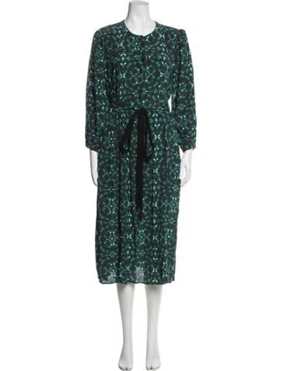 Pre-owned Cefinn Silk Midi Length Dress In Green