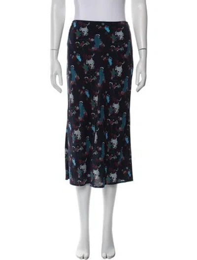 Pre-owned Cefinn Silk Midi Length Skirt In Blue