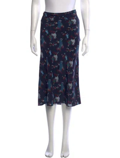 Pre-owned Cefinn Silk Midi Length Skirt W/ Tags In Blue