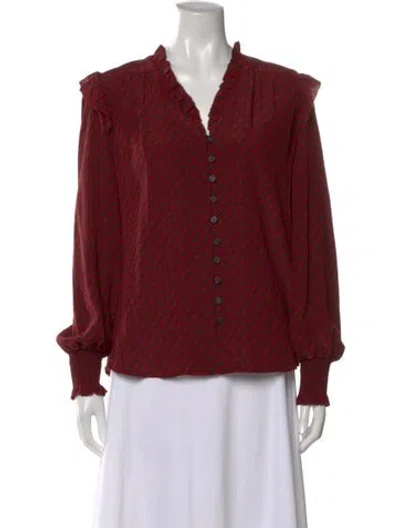 Pre-owned Cefinn Silk Patterned Blouse In Red