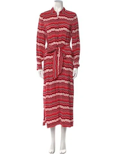 Pre-owned Cefinn Striped Long Dress In Red