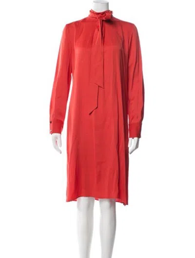Pre-owned Cefinn Tie Neck Knee-length Dress In Red