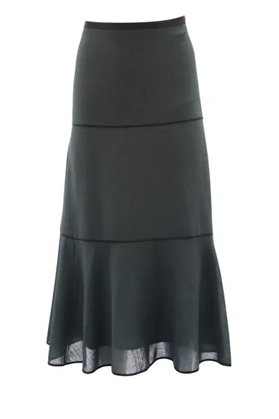 Cefinn Tiered Maxi Skirt In Green Triacetate In Black
