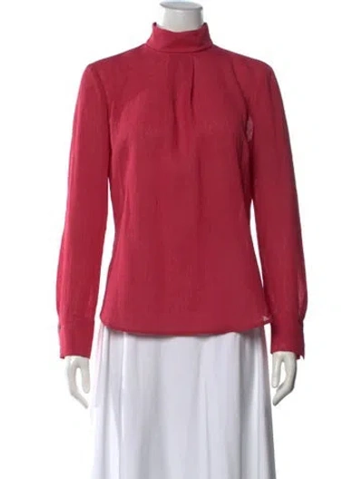 Pre-owned Cefinn Turtleneck Long Sleeve Blouse In Pink
