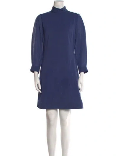 Pre-owned Cefinn Turtleneck Mini Dress In Blue