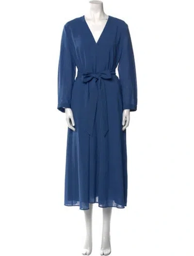 Pre-owned Cefinn V-neck Long Dress In Blue