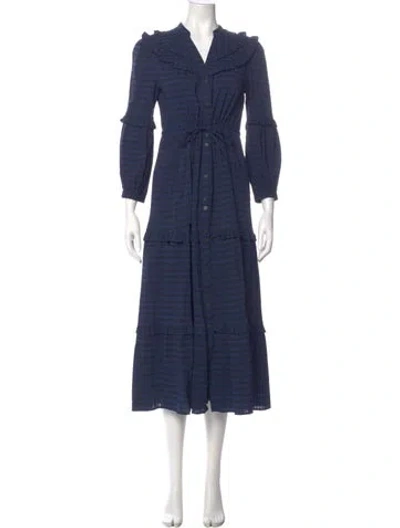 Pre-owned Cefinn V-neck Long Dress In Blue