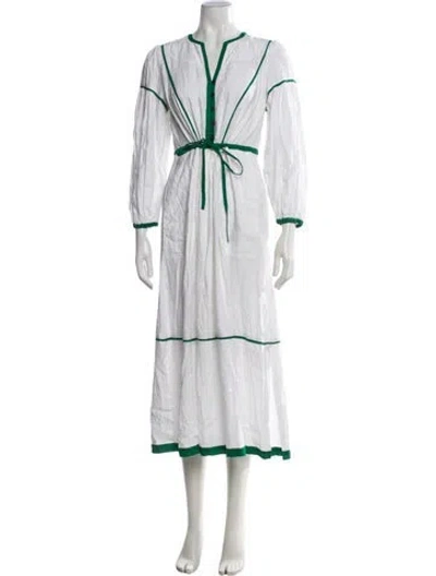 Pre-owned Cefinn V-neck Long Dress In White