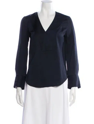Pre-owned Cefinn V-neck Long Sleeve Blouse In Black