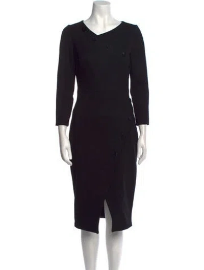 Pre-owned Cefinn V-neck Midi Length Dress In Black