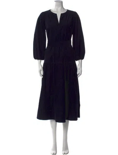 Pre-owned Cefinn V-neck Midi Length Dress In Blue
