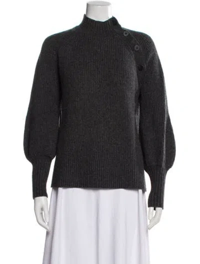 Pre-owned Cefinn Wool Mock Neck Sweater In Gray