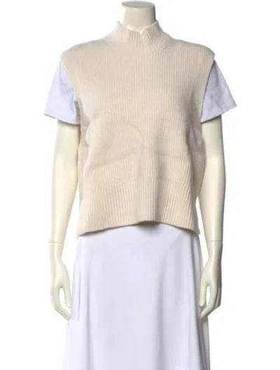 Pre-owned Cefinn Wool Mock Neck Sweater In Neutral