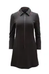 Cefinn Zip Front A-line Dress In Black Polyester In Black