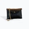 Cejon Envelope Shoulder Bag Clutch In Black Textured In Multi