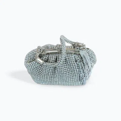 Cejon Kiss Lock Rhinestone Bag In Silver Rhinestone In Blue