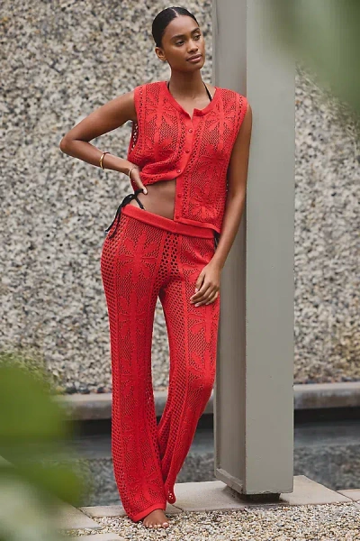 Celandine Bloom High Rise Sweater Pants In Blue