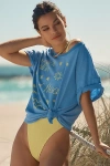 Celandine Boxy Crew-neck Tee In Blue