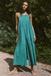 Celandine Button-front Open-back Jumpsuit In Blue