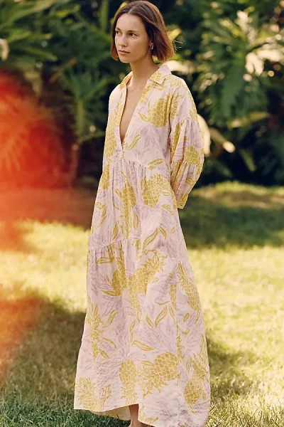 Celandine Carolita Tiered Shirtdress In Ivory
