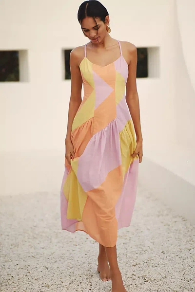 Celandine Cotton A-line Midi Dress In Multi