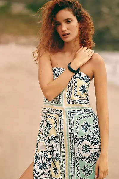 Celandine Cotton Button-side Column Dress In Multi