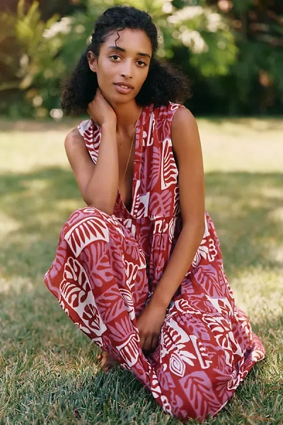 Celandine Cotton Gauze Dress In Red