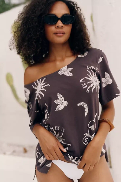 Celandine Cotton One-shoulder Tee In Black